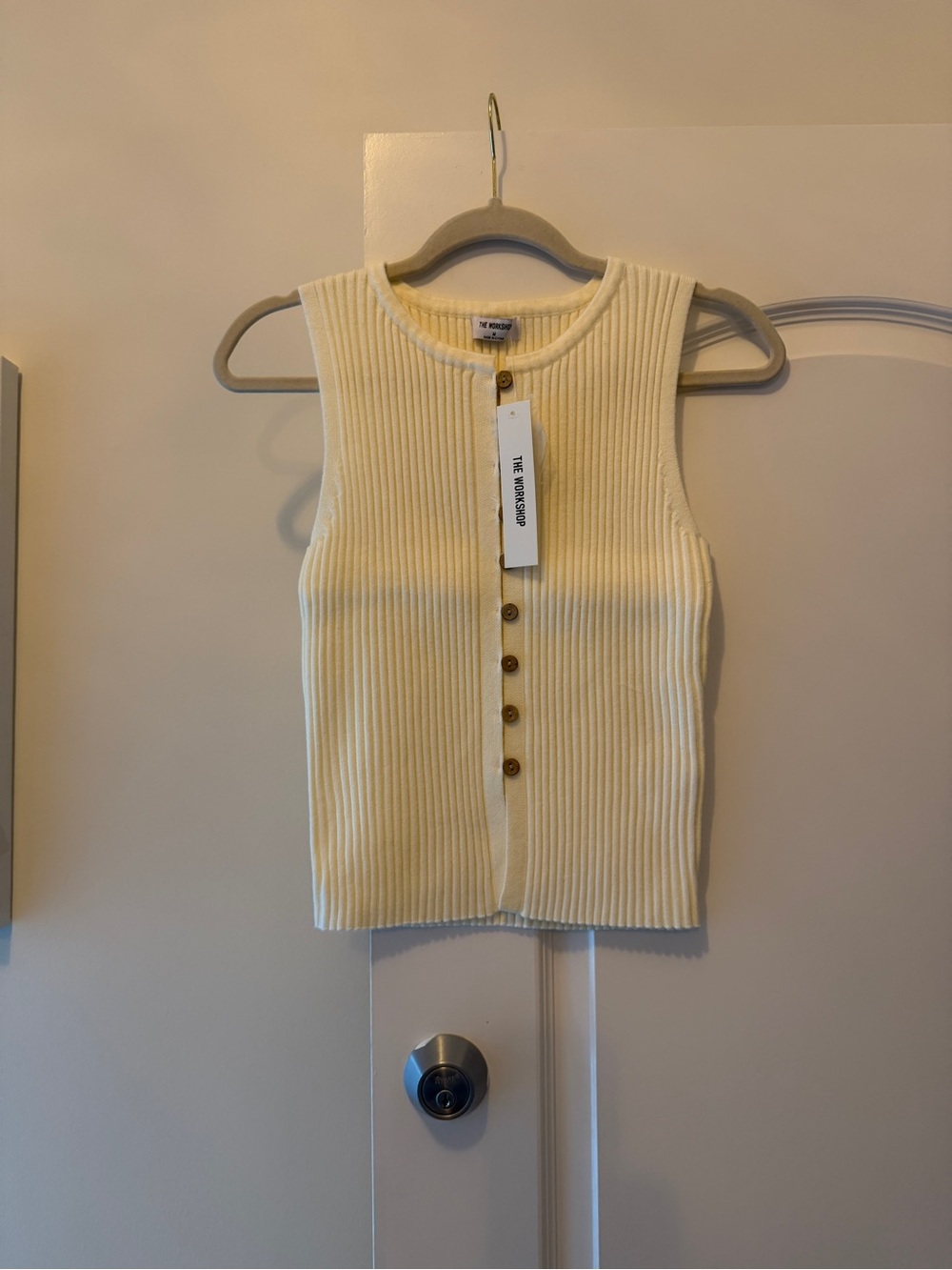 Vici Cream Ribbed Button-Front Tank - Picture 2 of 8